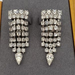 Vintage Rhinestone Chandelier Clip Earrings